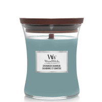 Ароматична свічка з ароматами сосни, свіжого повітря та кашеміру  Woodwick Medium Evergreen Cashmere 275 г - фото №1