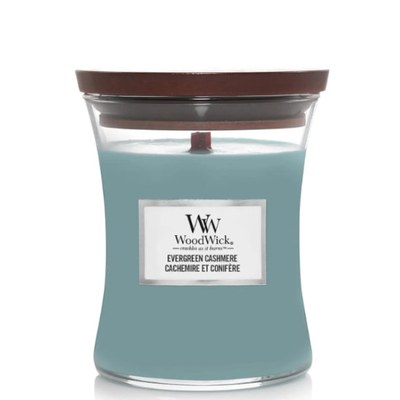 Ароматична свічка з ароматами сосни, свіжого повітря та кашеміру  Woodwick Medium Evergreen Cashmere 275 г - фото №1