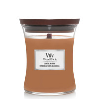 Ароматична свічка з нотами червоного дерева, евкаліпта та амбри Woodwick Medium Santal Myrrh 275 г - фото №1
