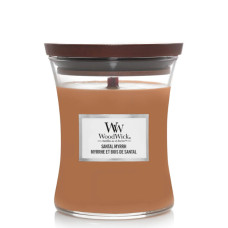 Ароматична свічка з нотами червоного дерева, евкаліпта та амбри Woodwick Medium Santal Myrrh 275 г - фото №1