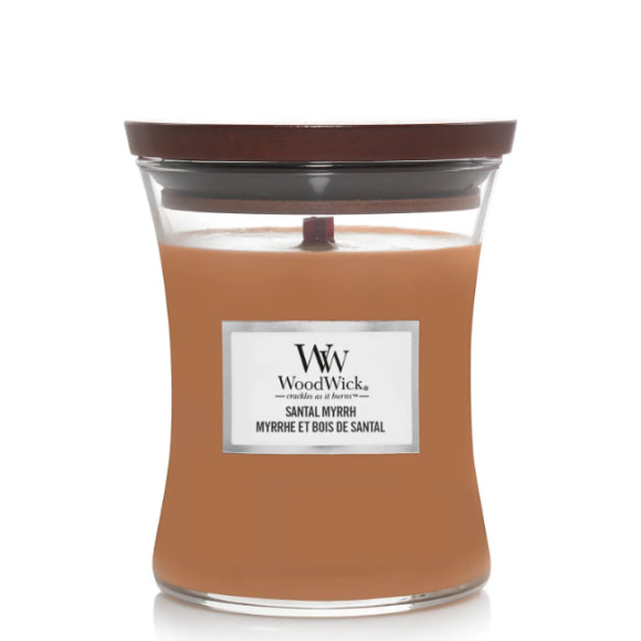 Ароматична свічка з нотами червоного дерева, евкаліпта та амбри Woodwick Medium Santal Myrrh 275 г - фото №1