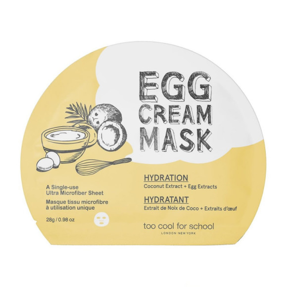 Тканинна маска з яєчним жовтком зволожуюча Too Cool For School Egg Cream Mask Hydration - фото №1