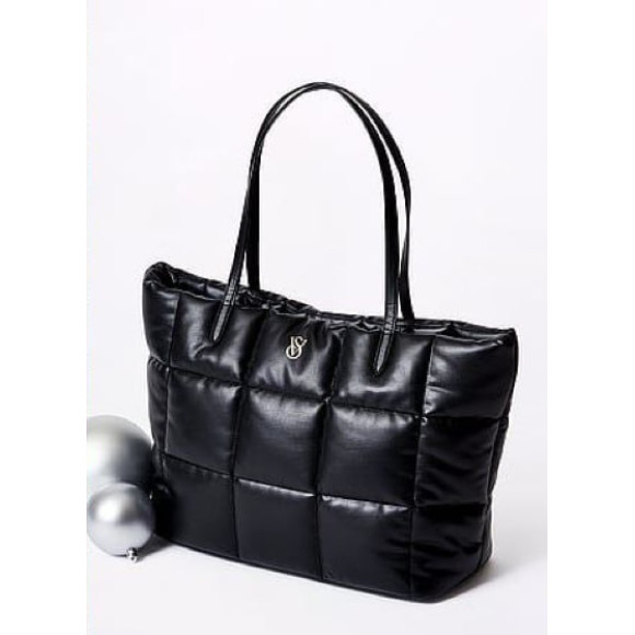 Стильна сумка-шопер Victoria's Secret Quilted Tote Bag Black 1 шт - фото №1