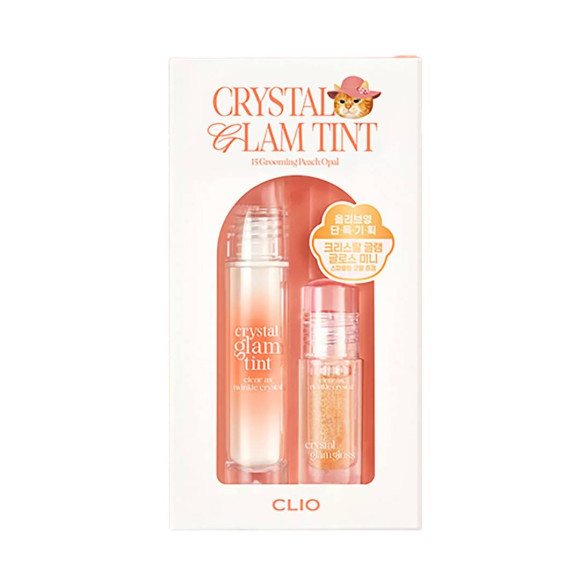 Сяючий тінт для губ CLIO Koshort Crystal Glam Tint 15 Grooming peach opal Set - фото №1